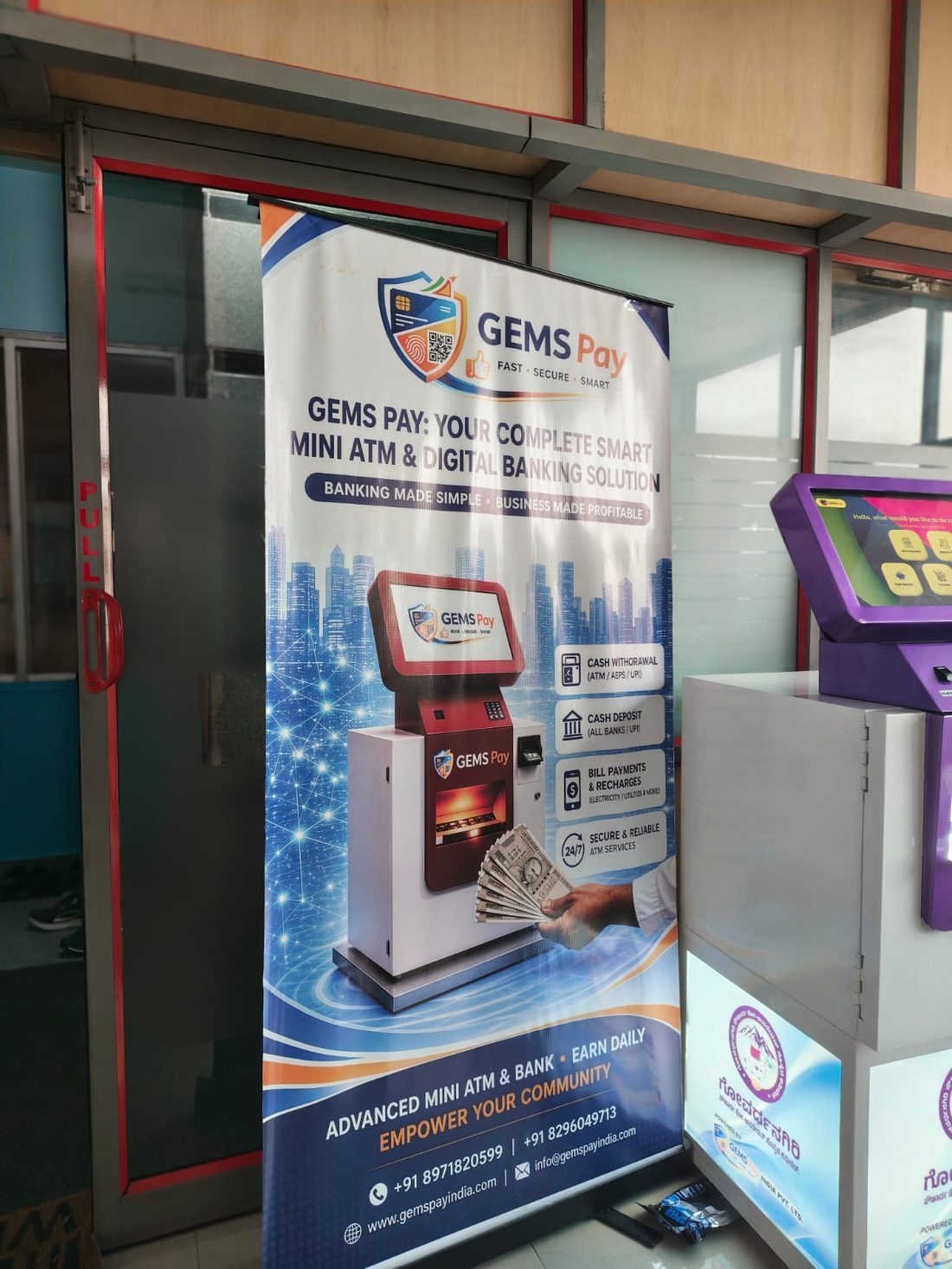 GEMS Pay kiosks on the floor at the Bengaluru facility